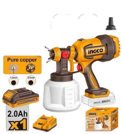 Pistolet à peinture sans fil 20V avec batterie – INGCO