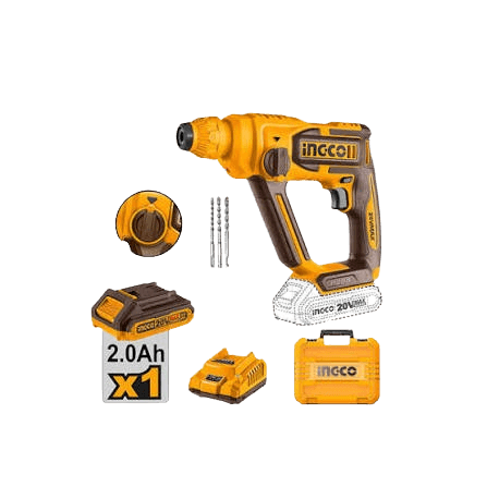 Perforateur sans fil 20V INGCO - Kit complet avec batterie et mallette